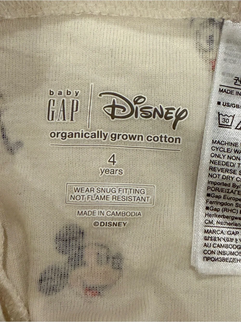 GAP Cream Kids Disney Character Print Pajama Set